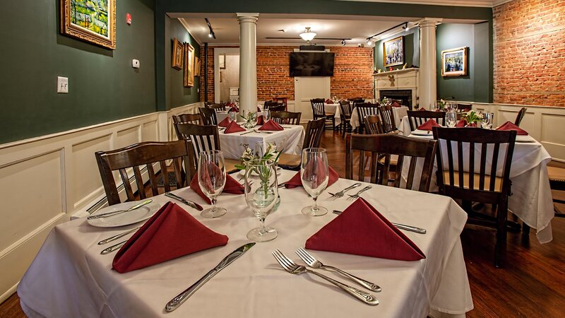 Dining room table set for four